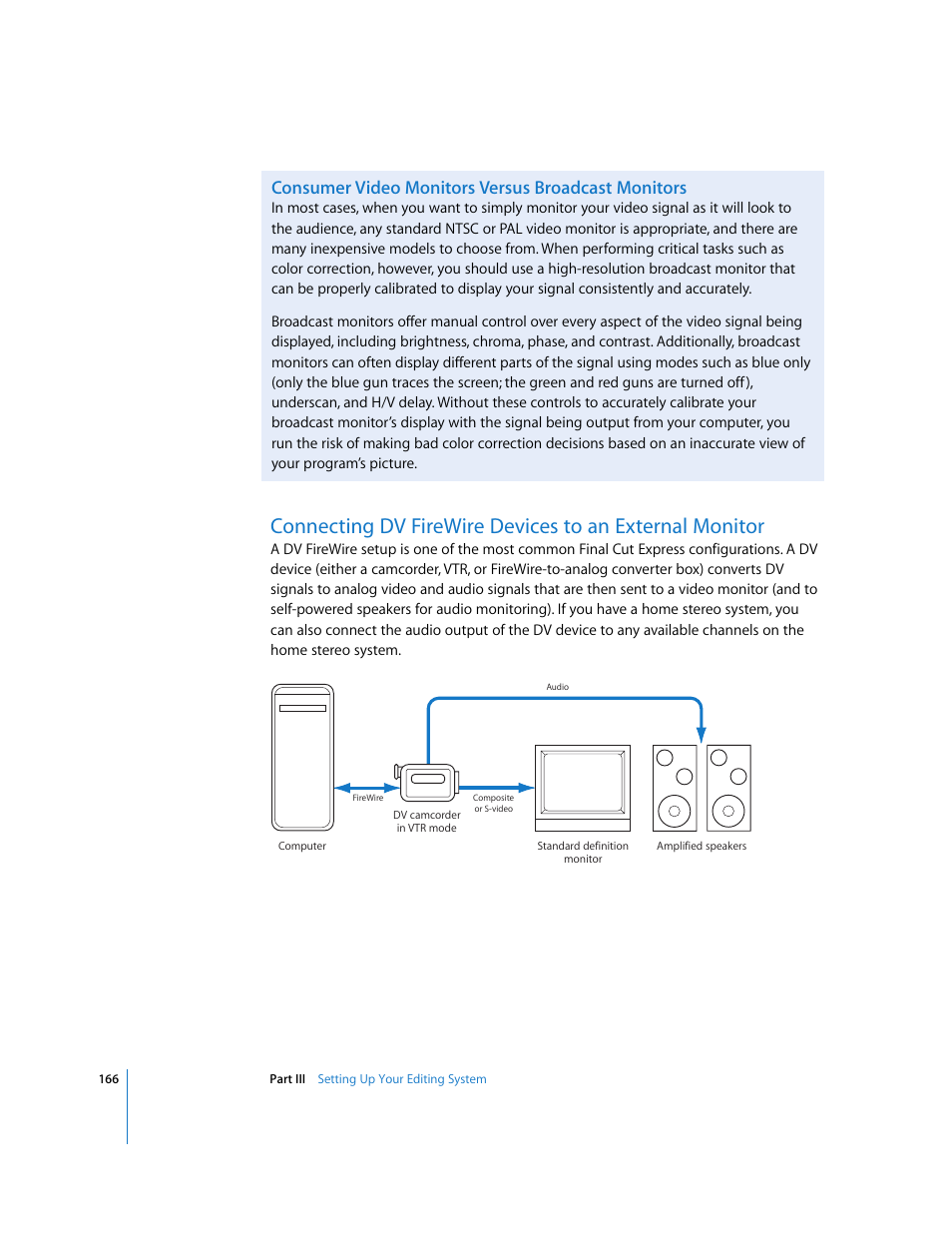 Consumer video monitors versus broadcast monitors, P. 166) | Apple Final Cut Express 4 User Manual | Page 166 / 1152