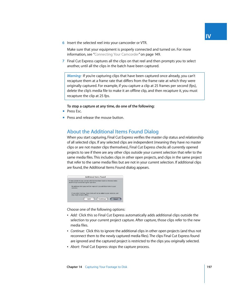 About the additional items found dialog | Apple Final Cut Express 4 User Manual | Page 197 / 1152
