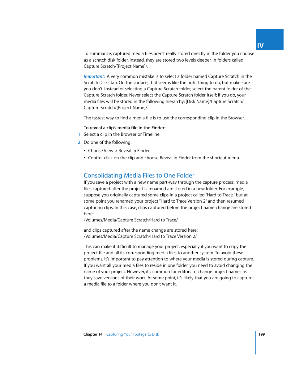 Consolidating media files to one folder | Apple Final Cut Express 4 User Manual | Page 199 / 1152