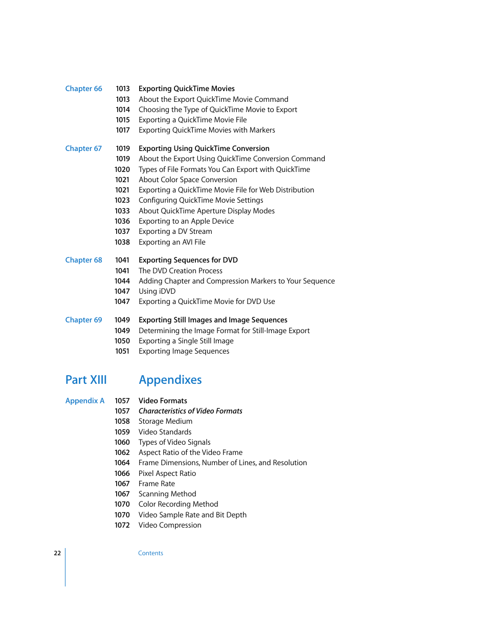 Part xiii appendixes | Apple Final Cut Express 4 User Manual | Page 22 / 1152