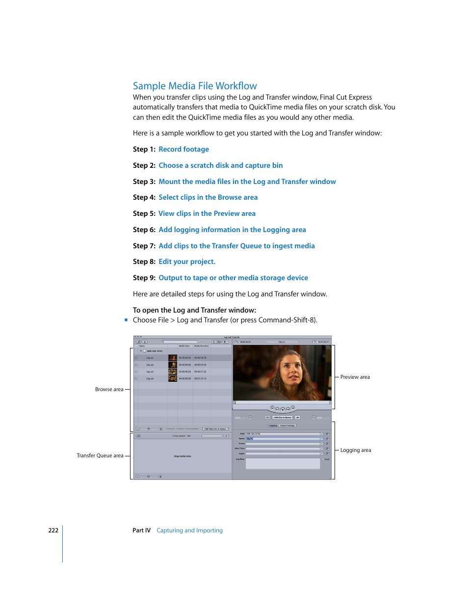 Sample media file workflow, P. 222) | Apple Final Cut Express 4 User Manual | Page 222 / 1152