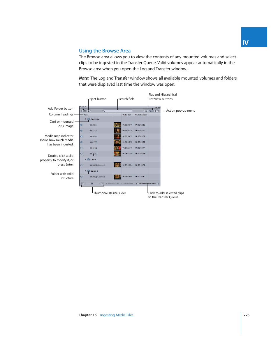 Using the browse area | Apple Final Cut Express 4 User Manual | Page 225 / 1152