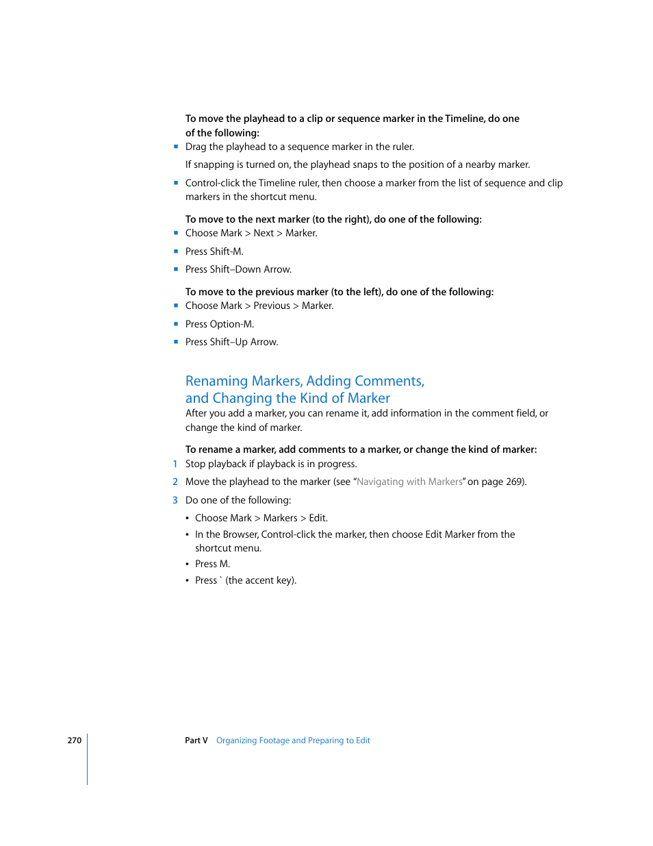 Of marker | Apple Final Cut Express 4 User Manual | Page 270 / 1152