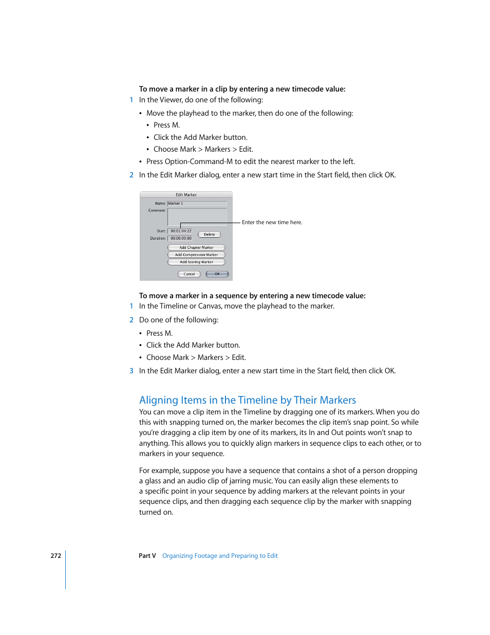 Aligning items in the timeline by their markers | Apple Final Cut Express 4 User Manual | Page 272 / 1152