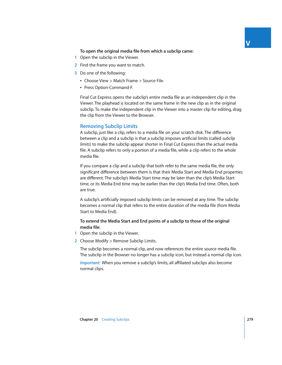 Removing subclip limits | Apple Final Cut Express 4 User Manual | Page 279 / 1152