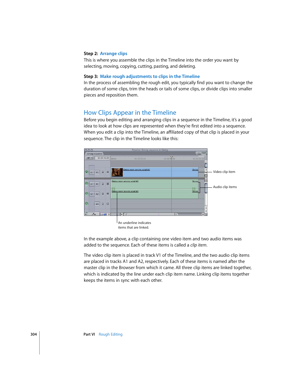How clips appear in the timeline | Apple Final Cut Express 4 User Manual | Page 304 / 1152