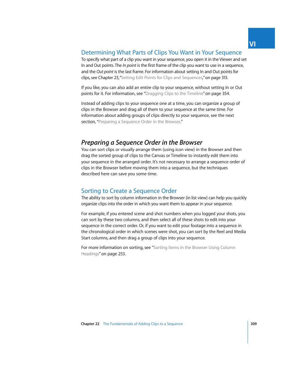 Preparing a sequence order in the browser, Sorting to create a sequence order, P. 309) | Apple Final Cut Express 4 User Manual | Page 309 / 1152