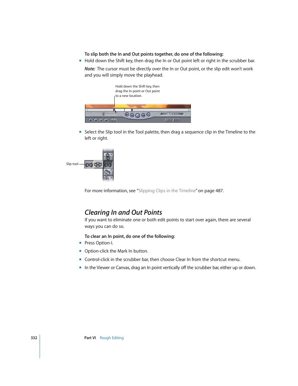 Clearing in and out points, P. 332) | Apple Final Cut Express 4 User Manual | Page 332 / 1152