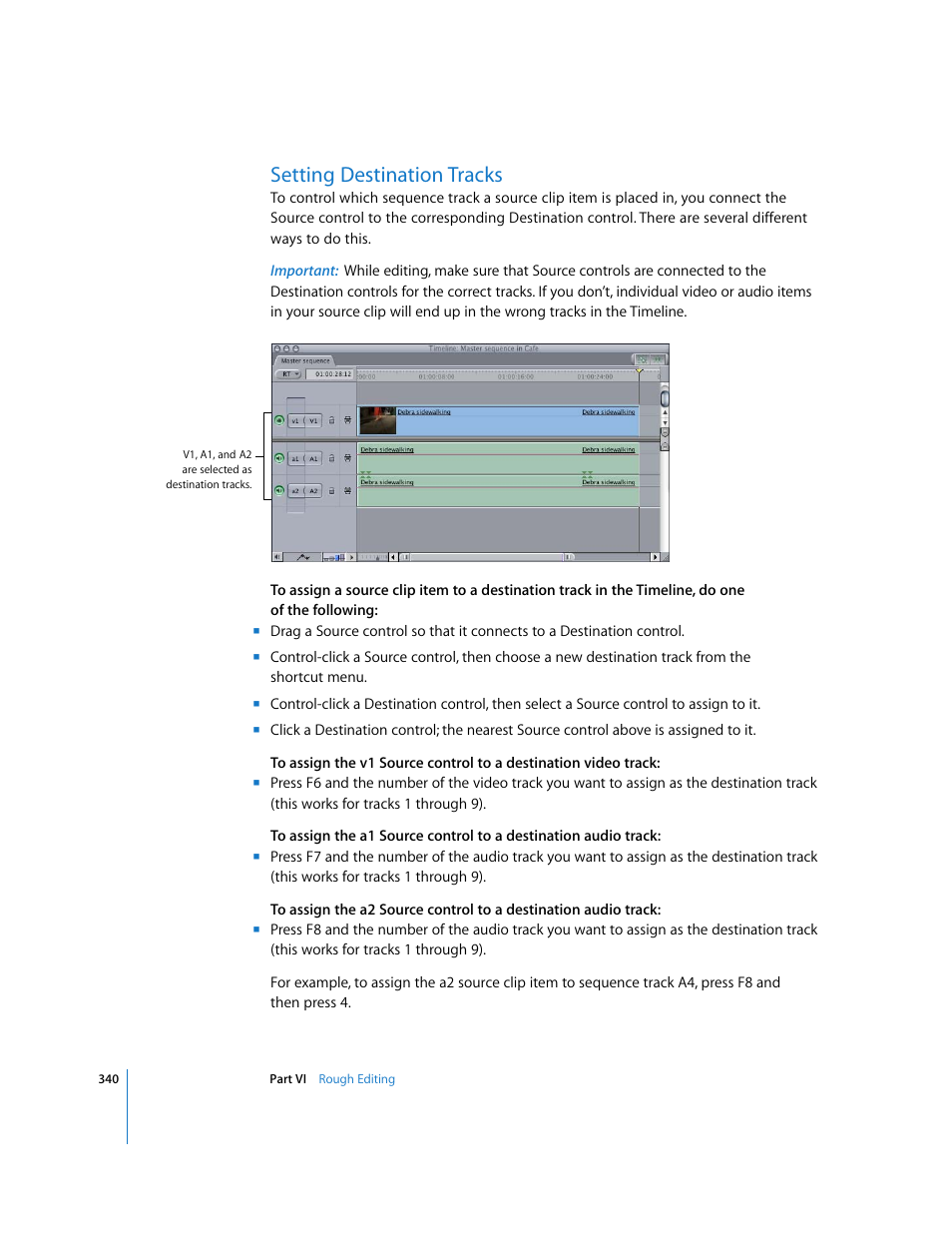 Setting destination tracks | Apple Final Cut Express 4 User Manual | Page 340 / 1152