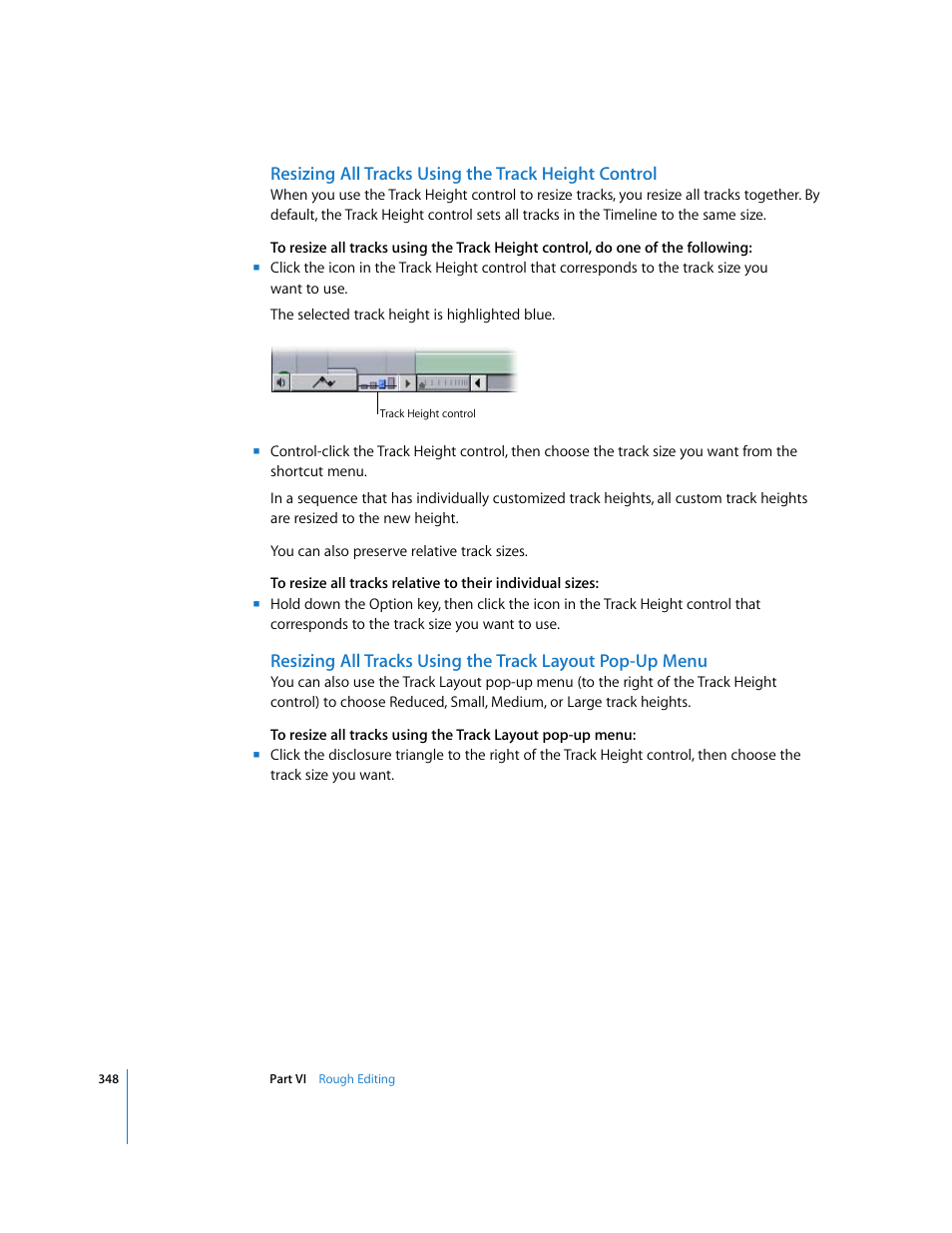Resizing all tracks using the track height control | Apple Final Cut Express 4 User Manual | Page 348 / 1152