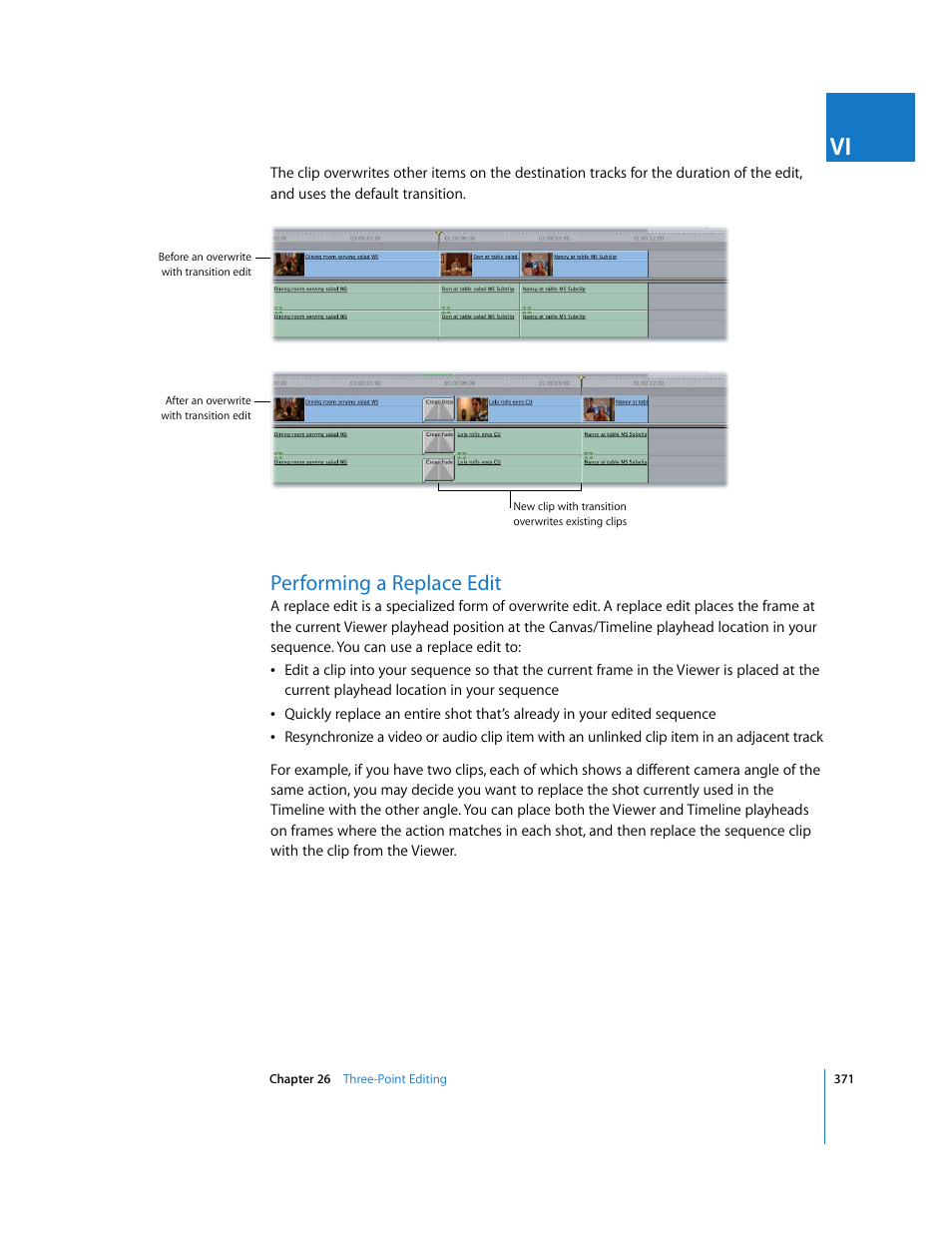 Performing a replace edit | Apple Final Cut Express 4 User Manual | Page 371 / 1152
