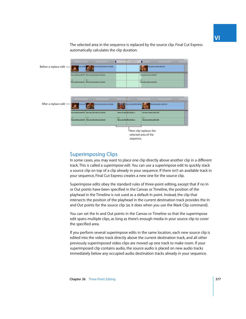 Superimposing clips | Apple Final Cut Express 4 User Manual | Page 377 / 1152