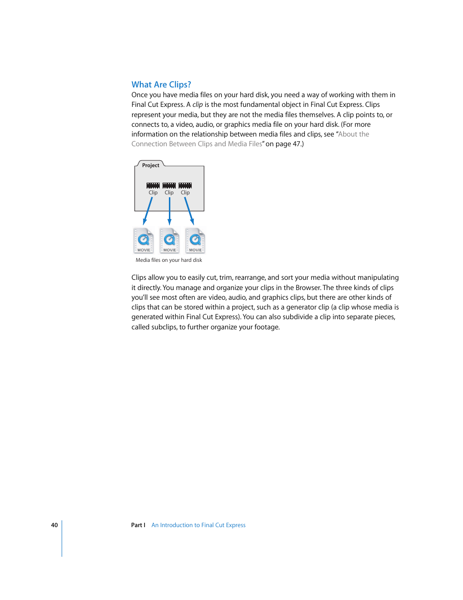 What are clips | Apple Final Cut Express 4 User Manual | Page 40 / 1152