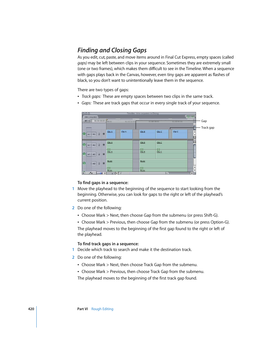 Finding and closing gaps, P. 420) | Apple Final Cut Express 4 User Manual | Page 420 / 1152