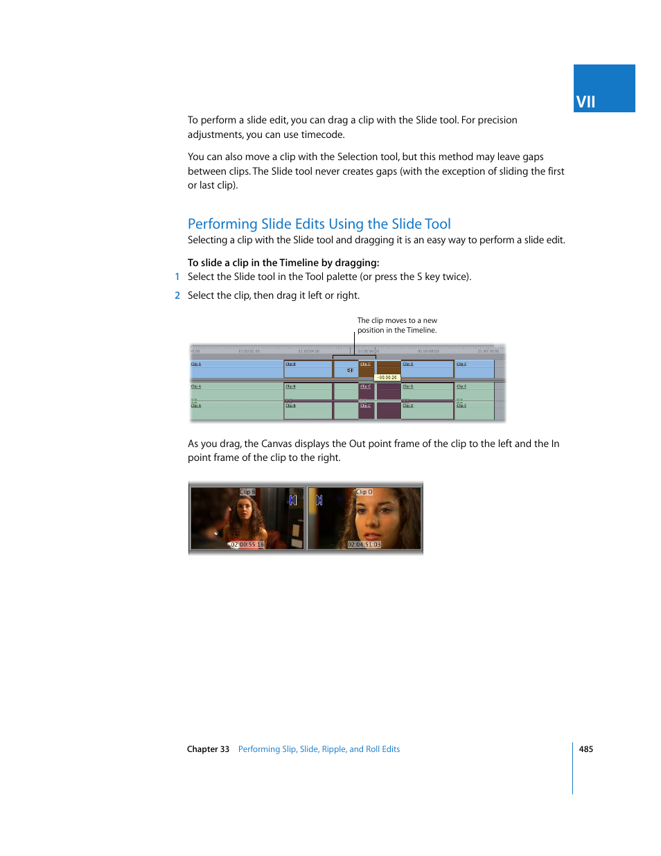 Performing slide edits using the slide tool | Apple Final Cut Express 4 User Manual | Page 485 / 1152
