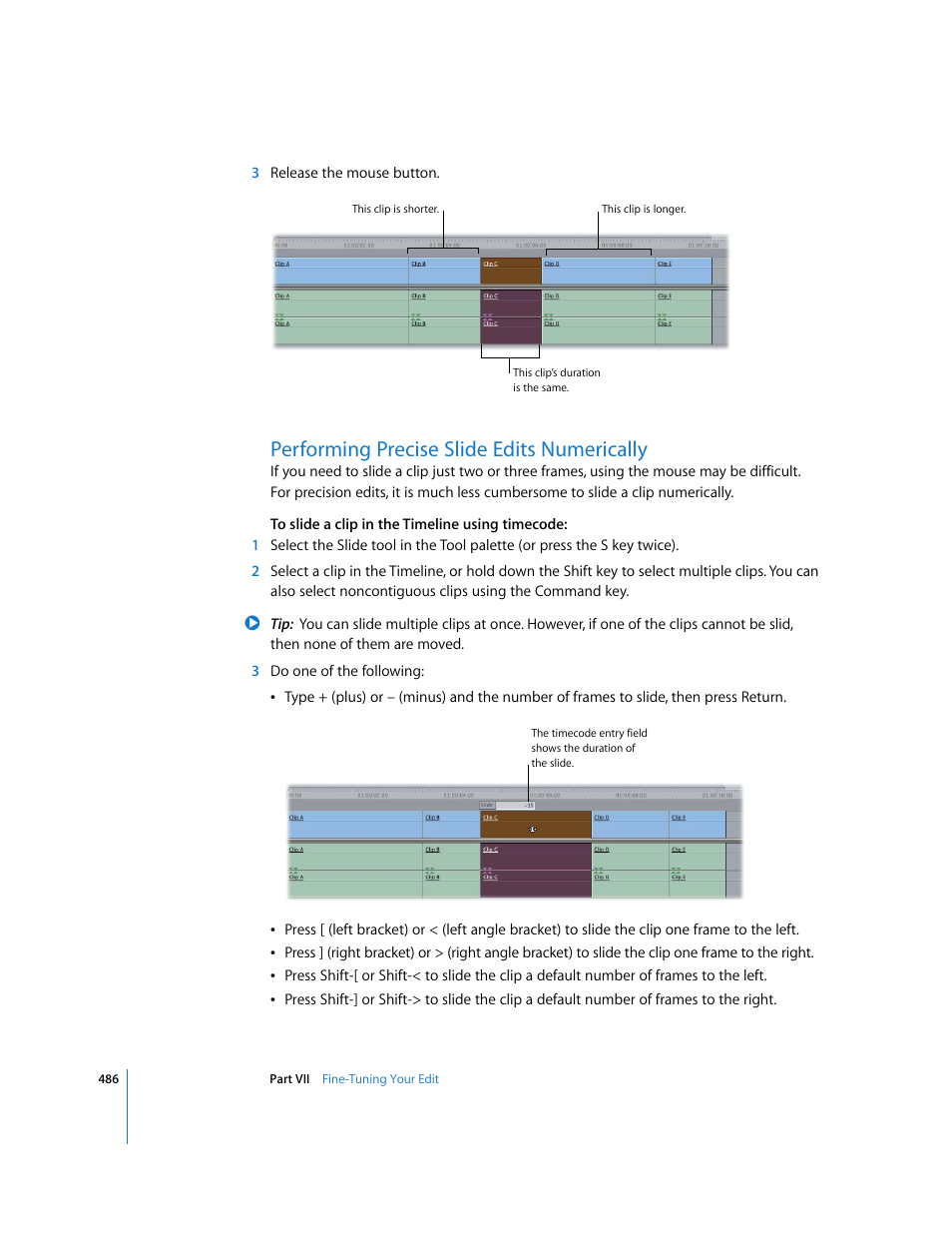 Performing precise slide edits numerically | Apple Final Cut Express 4 User Manual | Page 486 / 1152