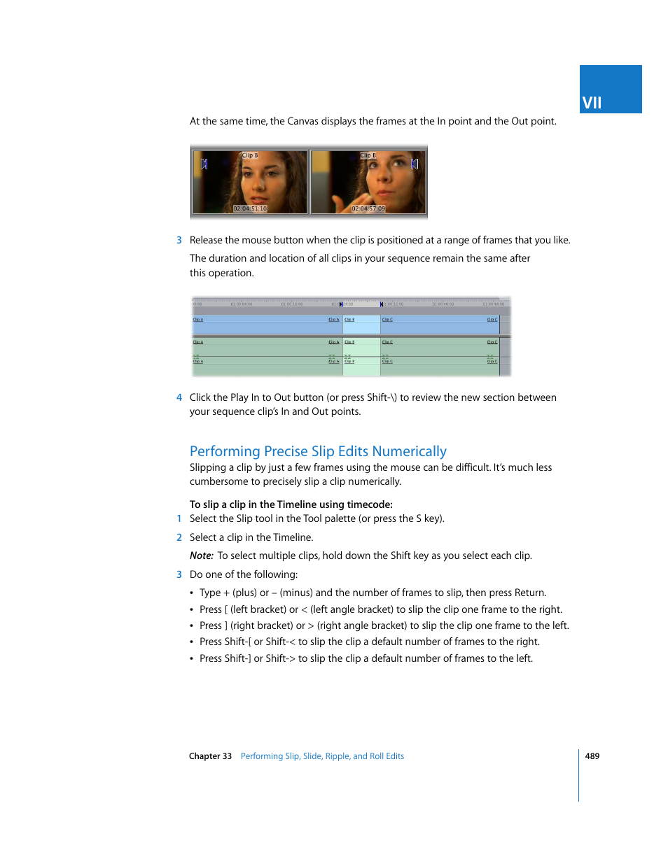 Performing precise slip edits numerically | Apple Final Cut Express 4 User Manual | Page 489 / 1152