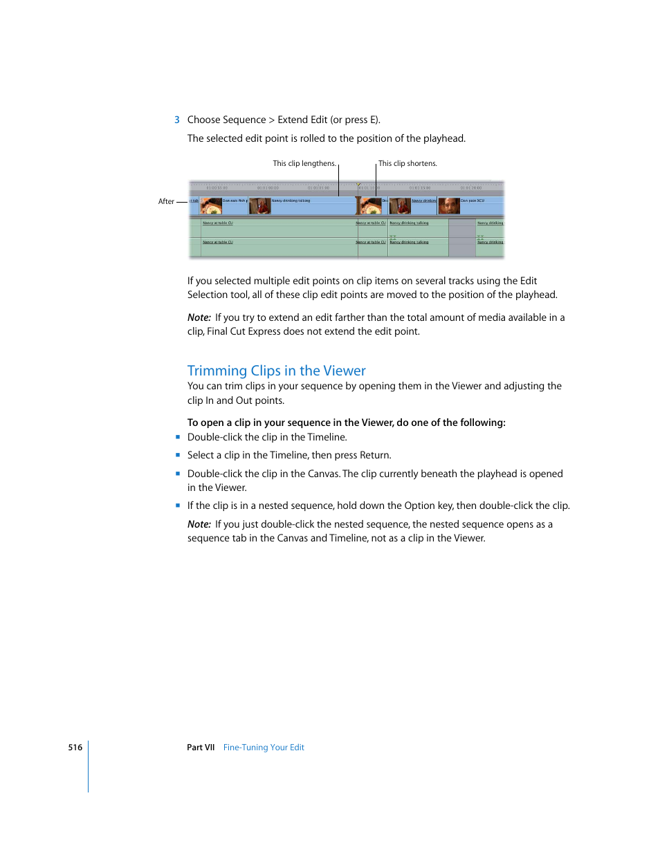 Trimming clips in the viewer | Apple Final Cut Express 4 User Manual | Page 516 / 1152