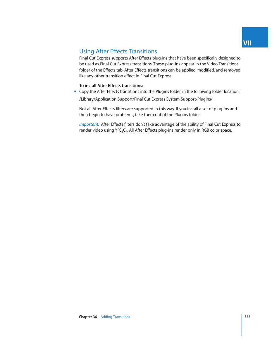 Using after effects transitions | Apple Final Cut Express 4 User Manual | Page 555 / 1152