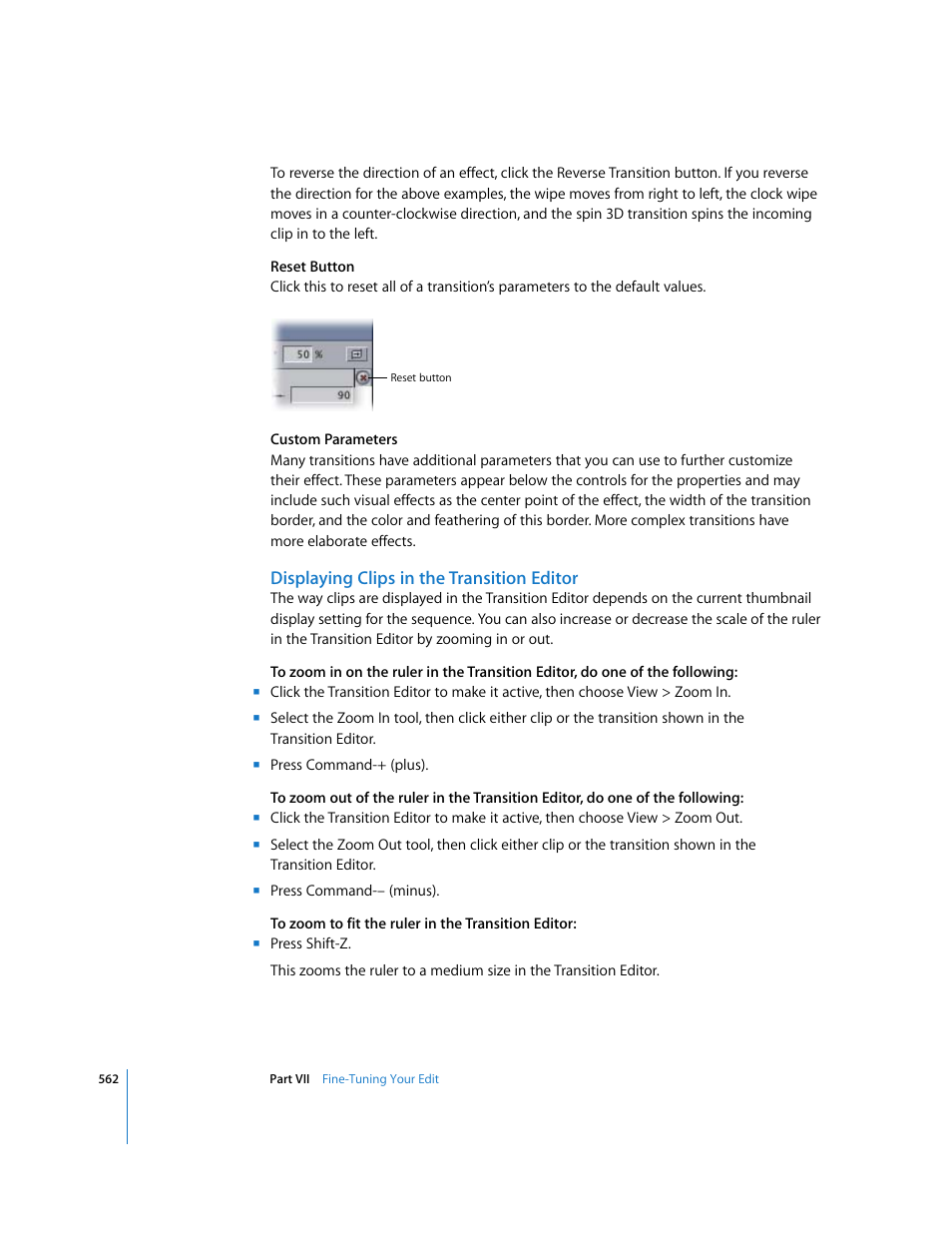Displaying clips in the transition editor | Apple Final Cut Express 4 User Manual | Page 562 / 1152