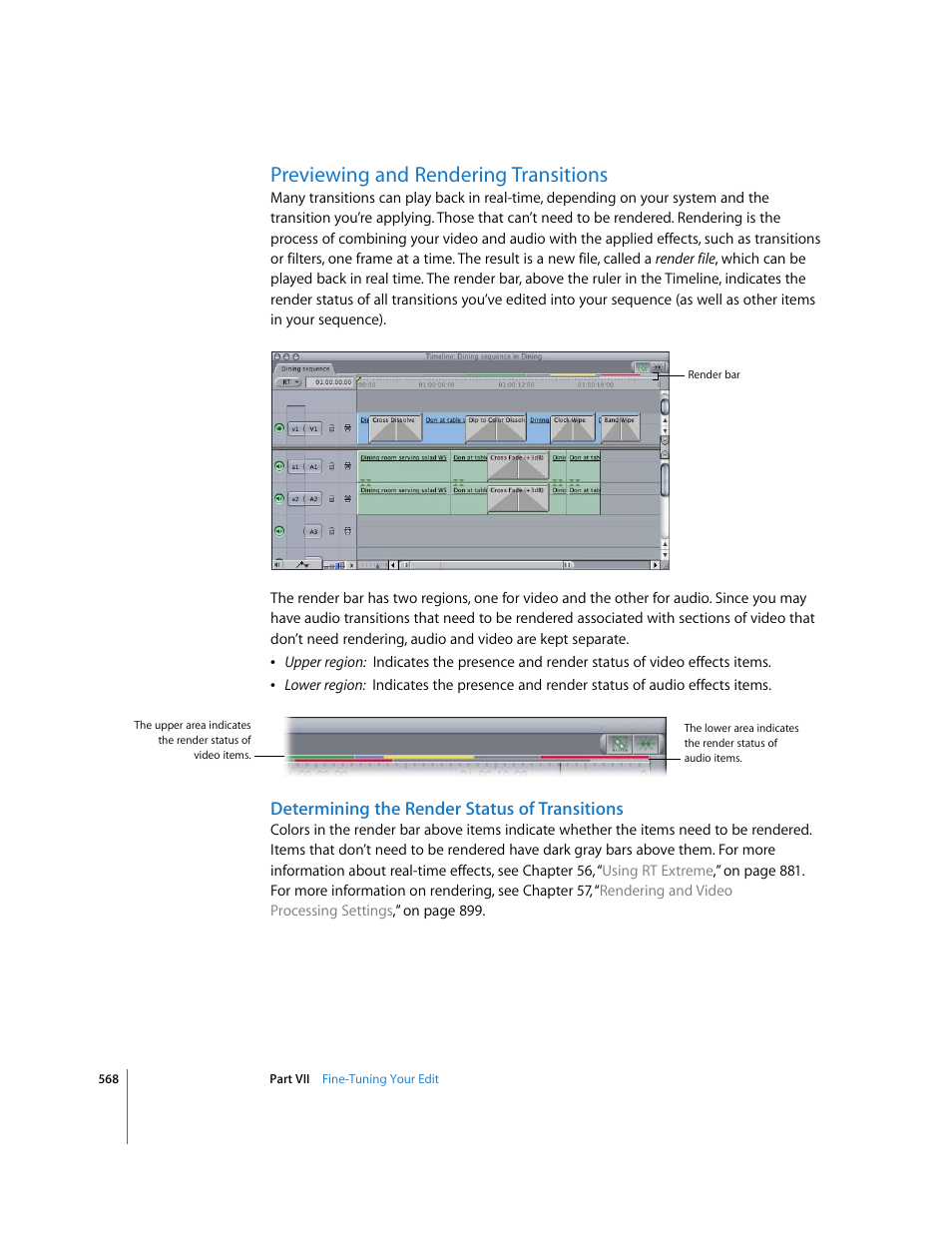 Previewing and rendering transitions, Determining the render status of transitions, P. 568) | Apple Final Cut Express 4 User Manual | Page 568 / 1152
