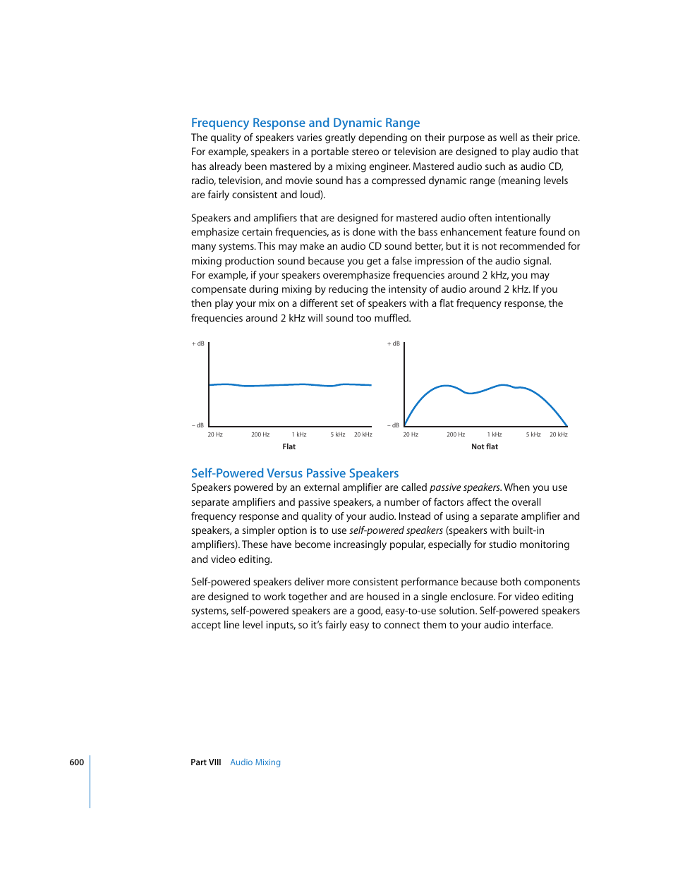 Frequency response and dynamic range, Self-powered versus passive speakers | Apple Final Cut Express 4 User Manual | Page 600 / 1152
