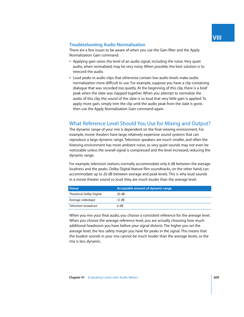 Troubleshooting audio normalization, Viii | Apple Final Cut Express 4 User Manual | Page 609 / 1152
