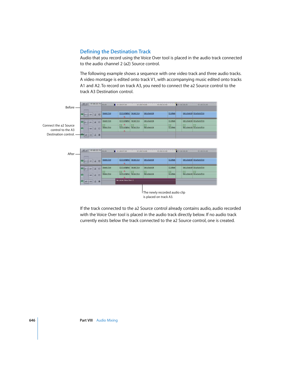 Defining the destination track | Apple Final Cut Express 4 User Manual | Page 646 / 1152