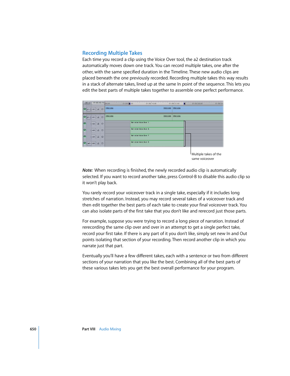 Recording multiple takes | Apple Final Cut Express 4 User Manual | Page 650 / 1152