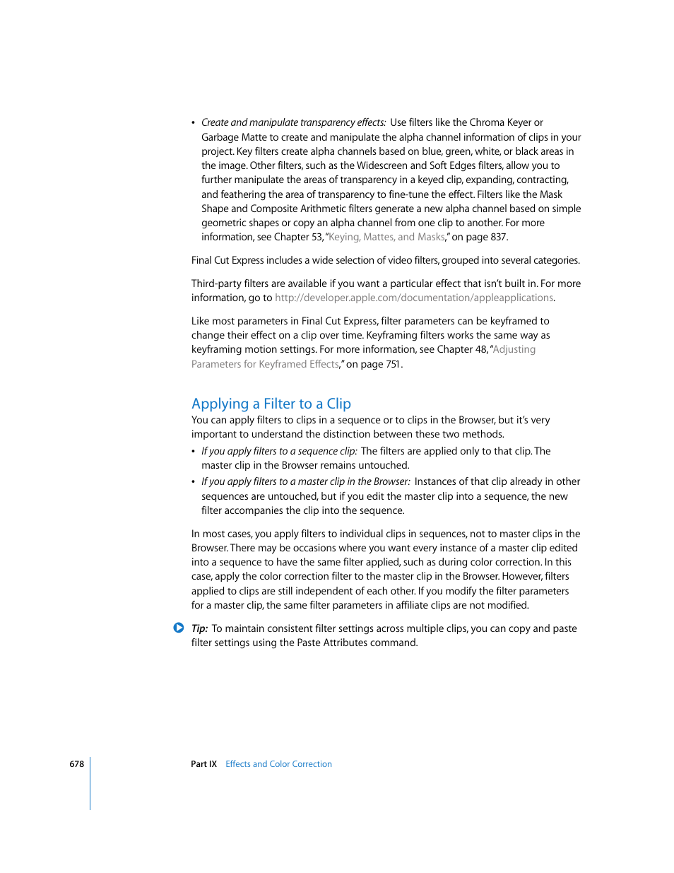 Applying a filter to a clip, P. 678) | Apple Final Cut Express 4 User Manual | Page 678 / 1152