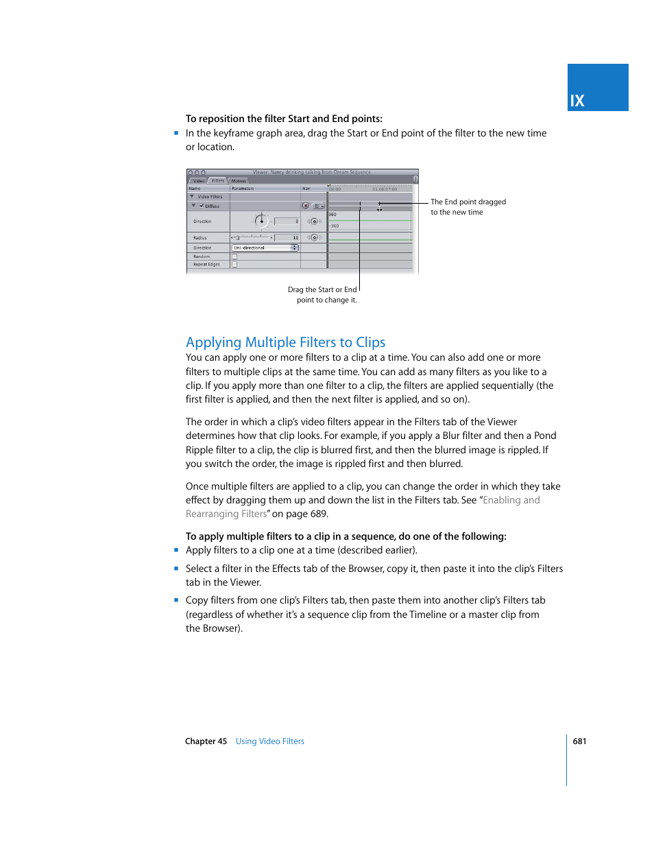Applying multiple filters to clips, P. 681) | Apple Final Cut Express 4 User Manual | Page 681 / 1152