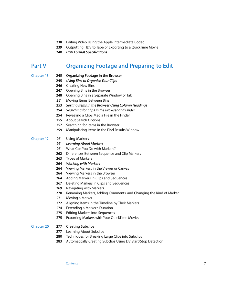 Part v organizing footage and preparing to edit | Apple Final Cut Express 4 User Manual | Page 7 / 1152