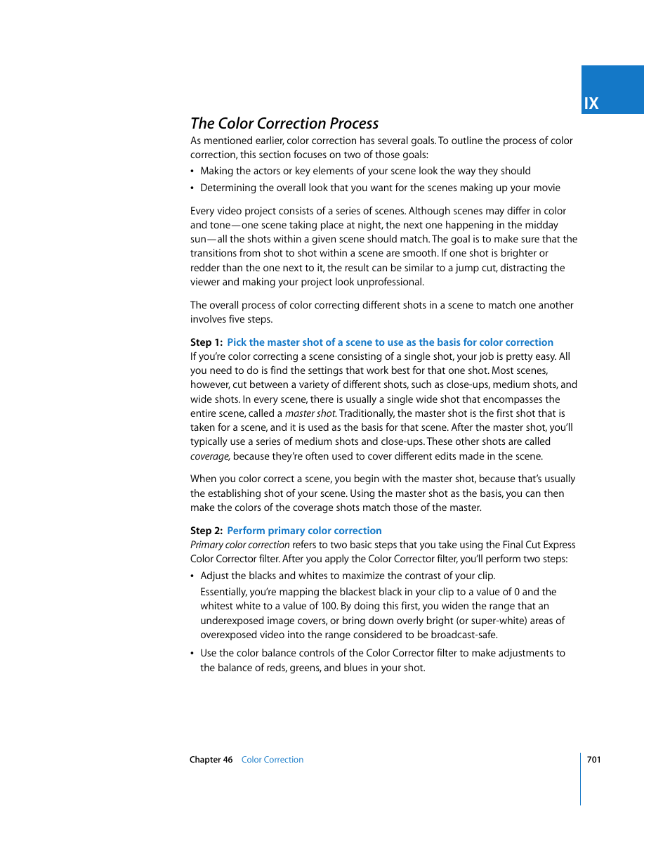 The color correction process, P. 701) | Apple Final Cut Express 4 User Manual | Page 701 / 1152