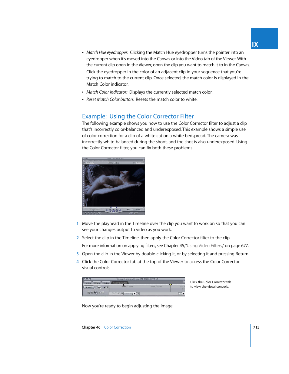 Example:using the color corrector filter, Example: using the color corrector filter | Apple Final Cut Express 4 User Manual | Page 715 / 1152