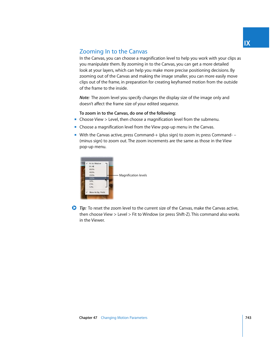 Zooming in to the canvas | Apple Final Cut Express 4 User Manual | Page 743 / 1152