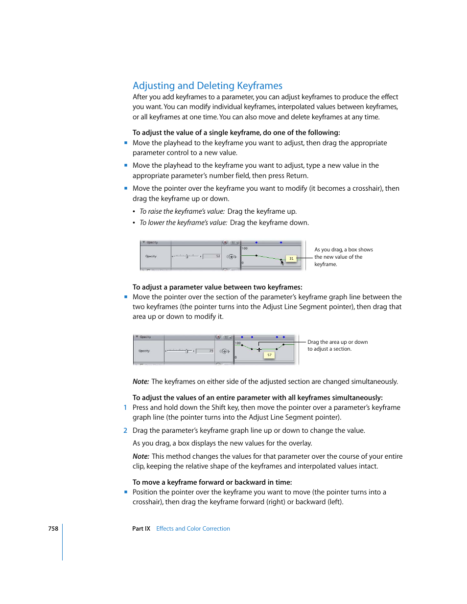 Adjusting and deleting keyframes | Apple Final Cut Express 4 User Manual | Page 758 / 1152