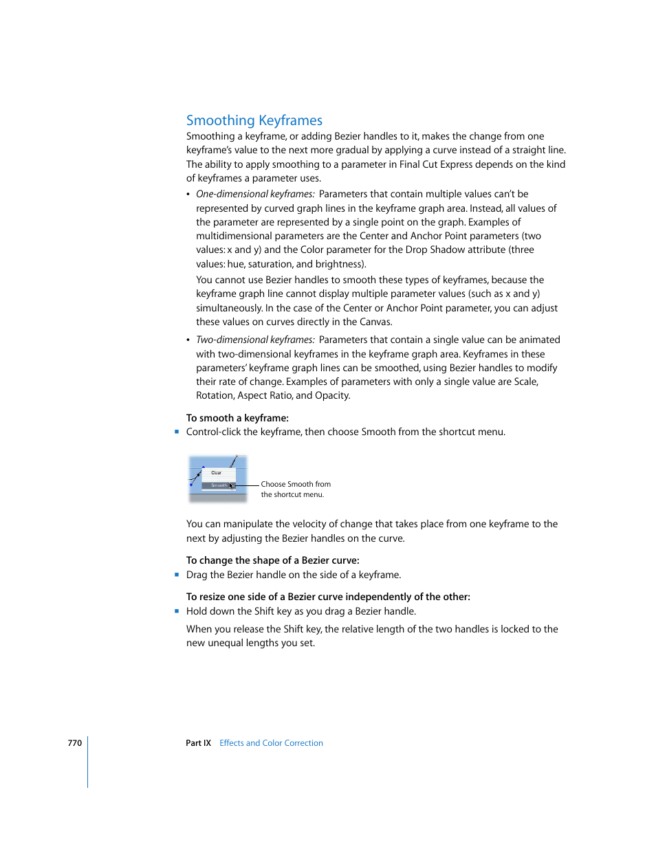 Smoothing keyframes | Apple Final Cut Express 4 User Manual | Page 770 / 1152