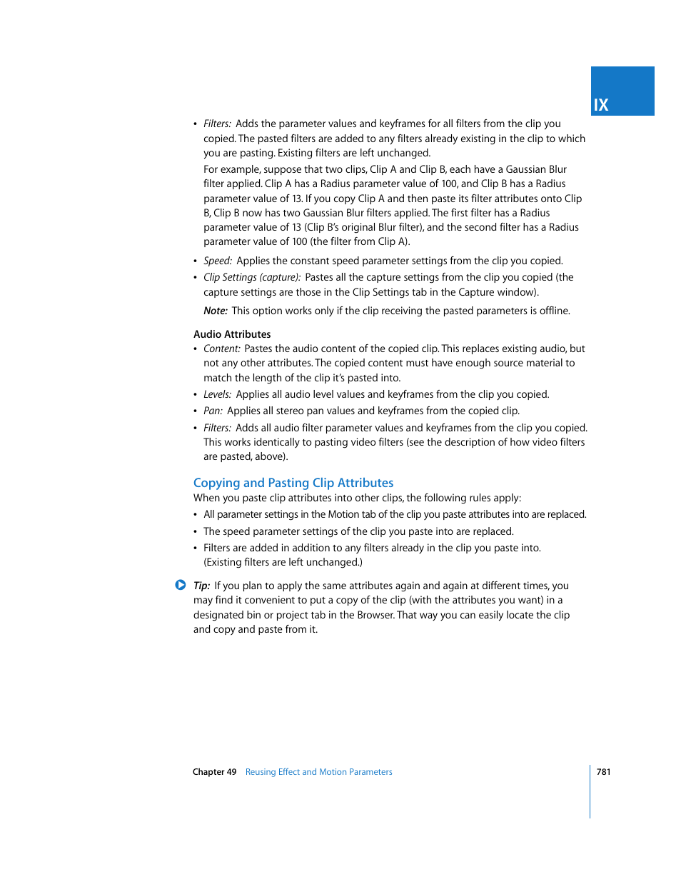 Copying and pasting clip attributes | Apple Final Cut Express 4 User Manual | Page 781 / 1152