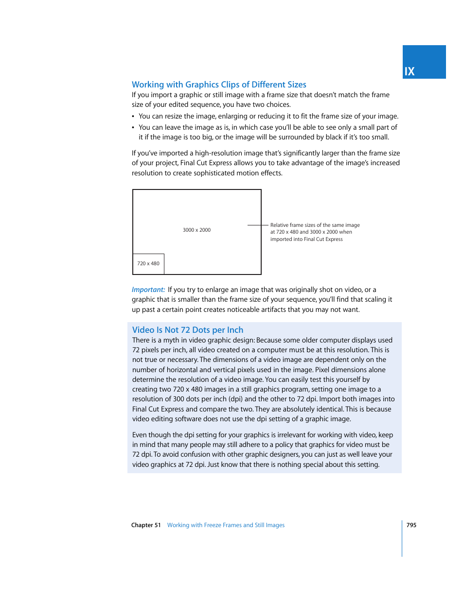 Working with graphics clips of different sizes, Video is not 72 dots per inch | Apple Final Cut Express 4 User Manual | Page 795 / 1152