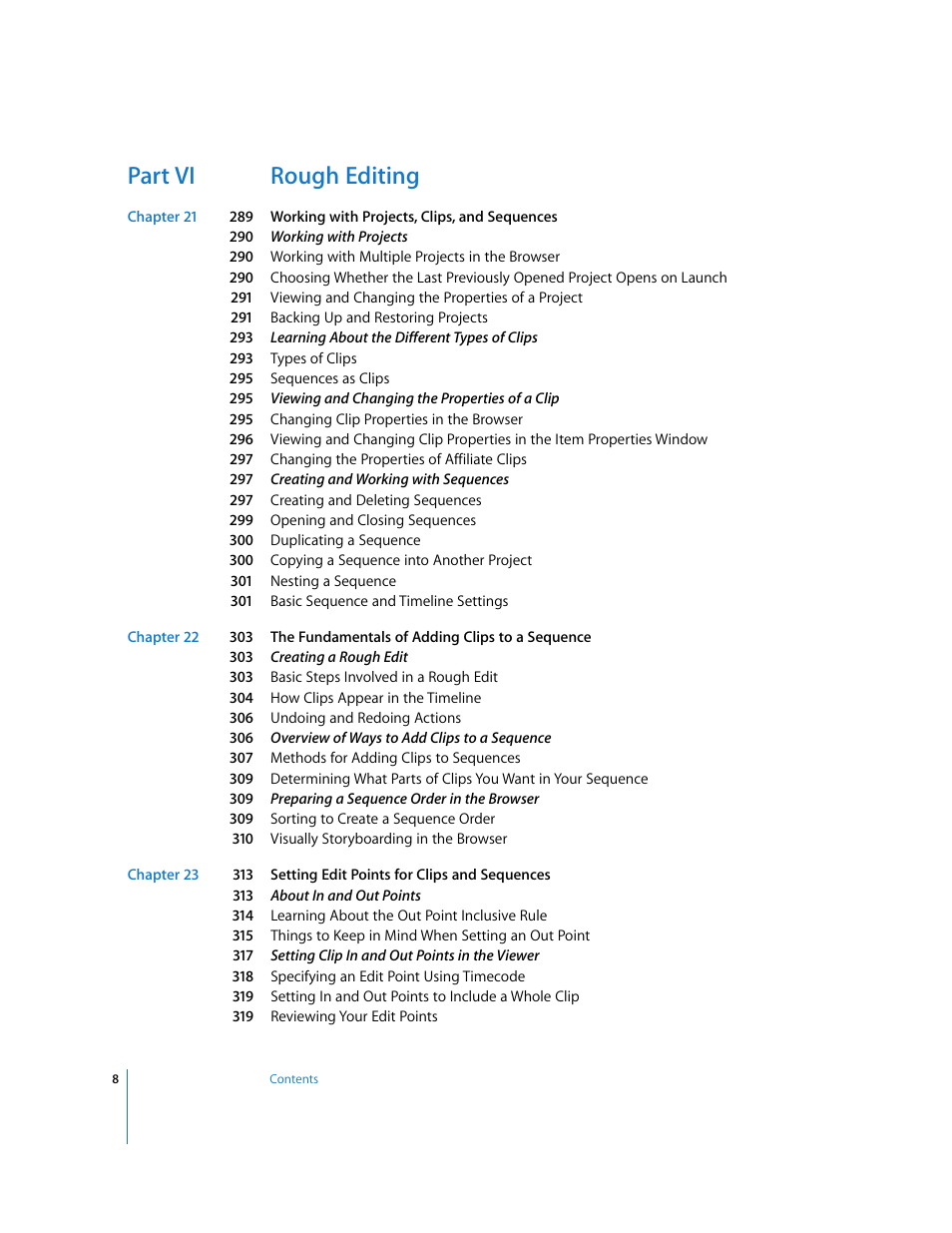 Part vi rough editing | Apple Final Cut Express 4 User Manual | Page 8 / 1152