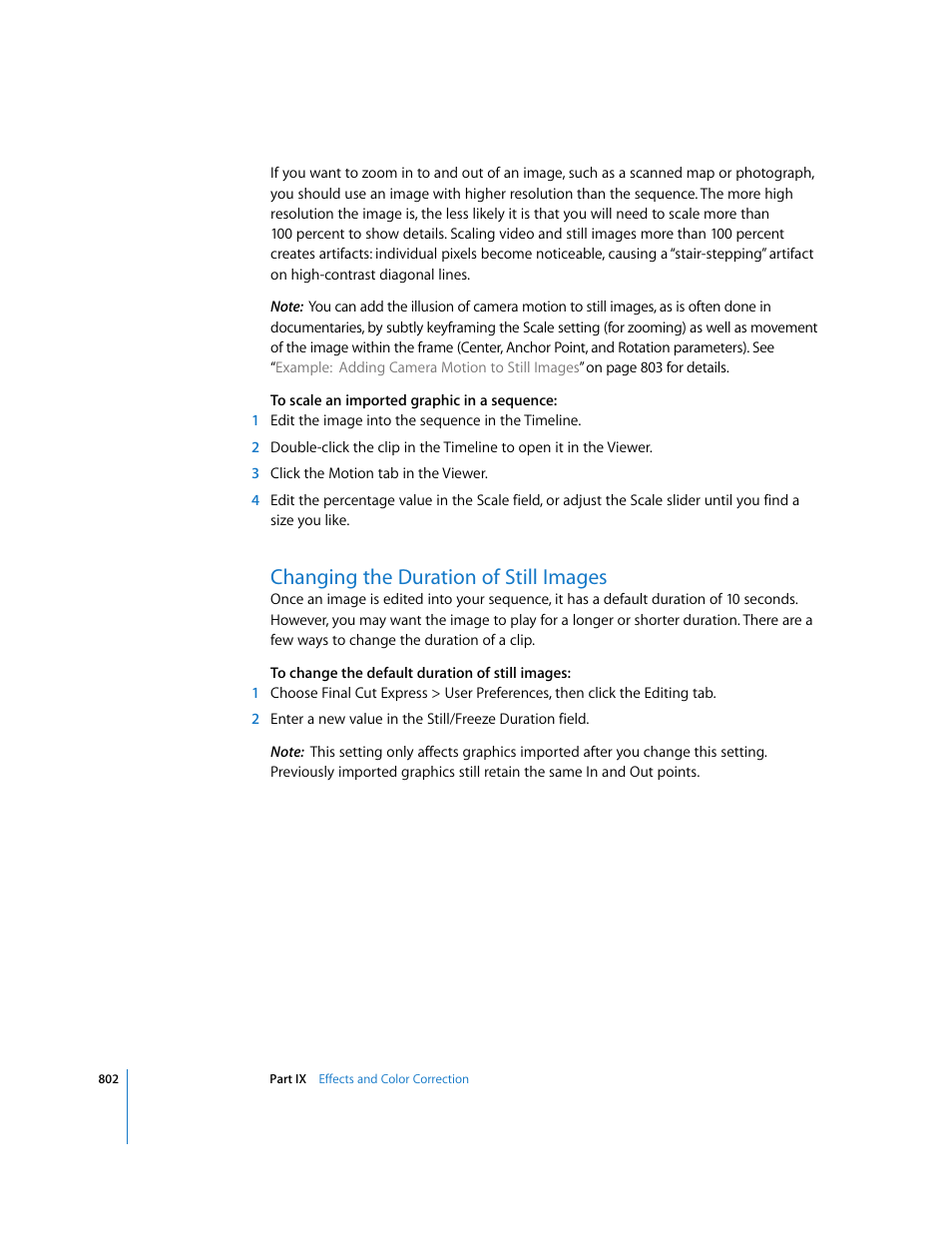 Changing the duration of still images, P. 802) | Apple Final Cut Express 4 User Manual | Page 802 / 1152