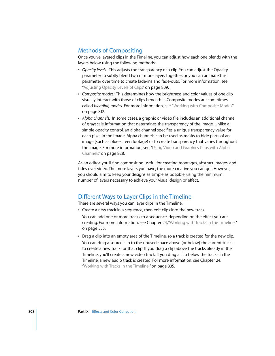 Methods of compositing, Different ways to layer clips in the timeline | Apple Final Cut Express 4 User Manual | Page 808 / 1152