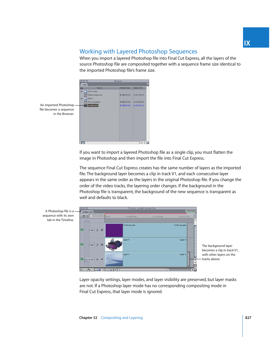 Working with layered photoshop sequences, Working with layered, Photoshop sequences | Apple Final Cut Express 4 User Manual | Page 827 / 1152
