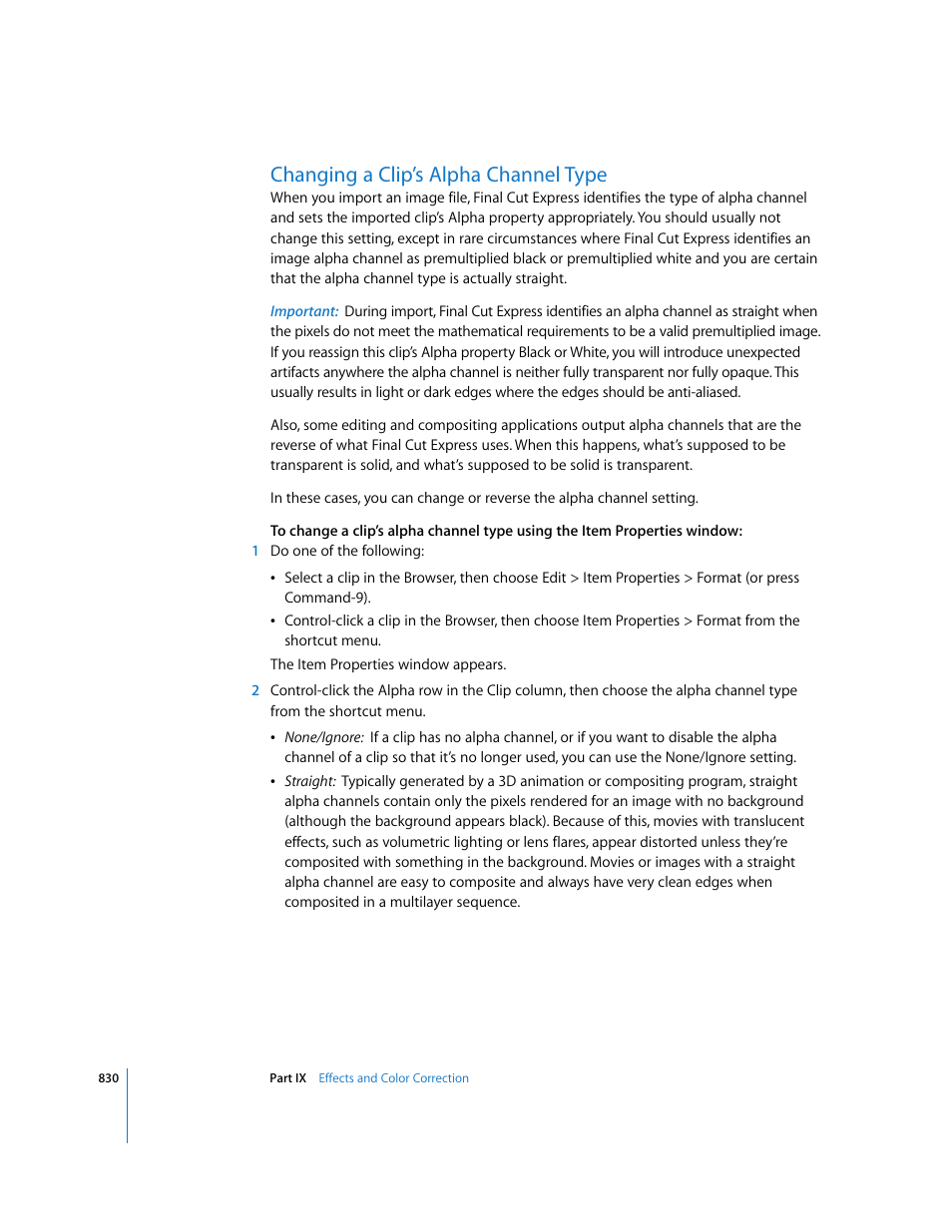 Changing a clip’s alpha channel type | Apple Final Cut Express 4 User Manual | Page 830 / 1152