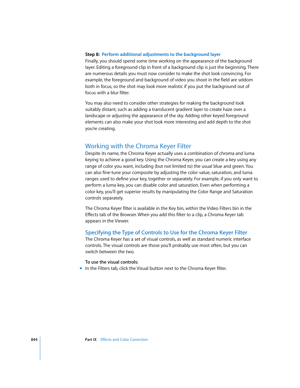 Working with the chroma keyer filter | Apple Final Cut Express 4 User Manual | Page 844 / 1152
