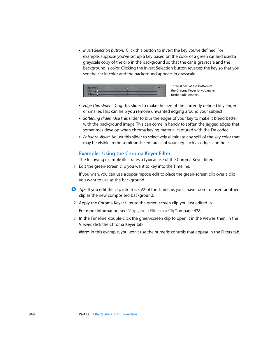 Example:using the chroma keyer filter, Example: using the chroma keyer filter | Apple Final Cut Express 4 User Manual | Page 848 / 1152