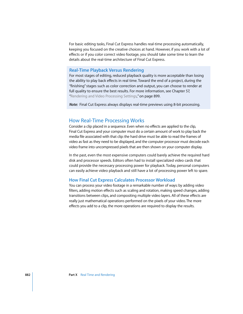 Real-time playback versus rendering, How real-time processing works | Apple Final Cut Express 4 User Manual | Page 882 / 1152