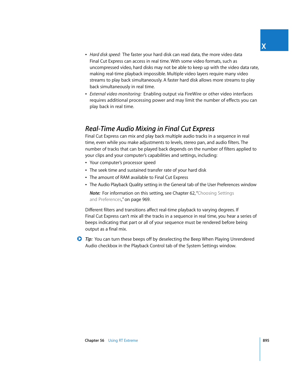 Real-time audio mixing in finalcutexpress, Real-time audio mixing in final cut express, P. 895) | Apple Final Cut Express 4 User Manual | Page 895 / 1152
