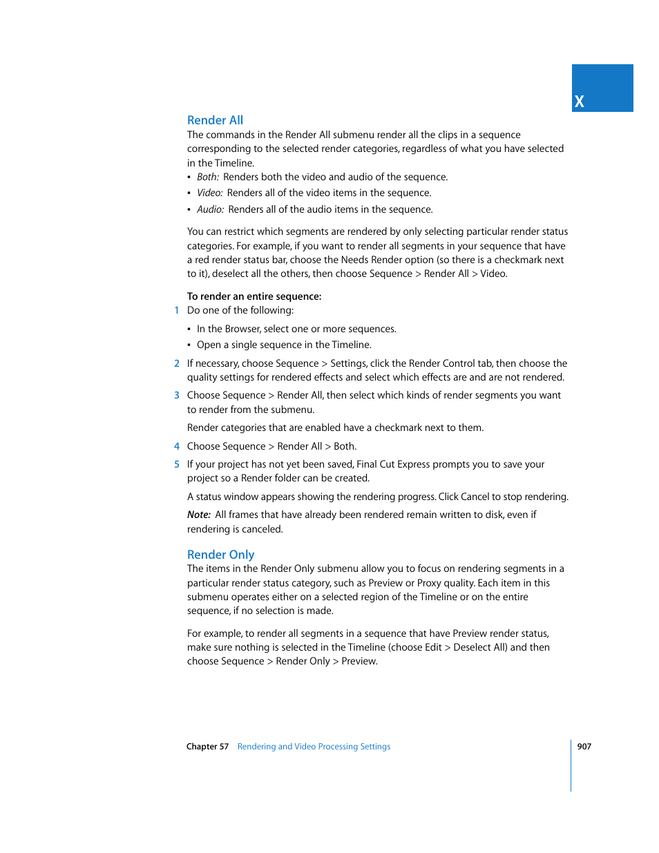 Render all, Render only | Apple Final Cut Express 4 User Manual | Page 907 / 1152