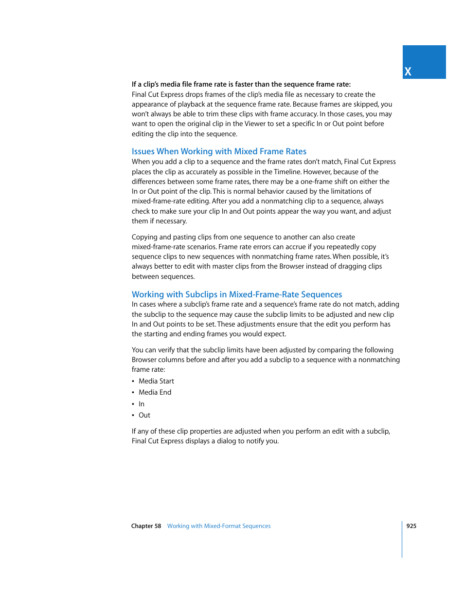 Issues when working with mixed frame rates | Apple Final Cut Express 4 User Manual | Page 925 / 1152